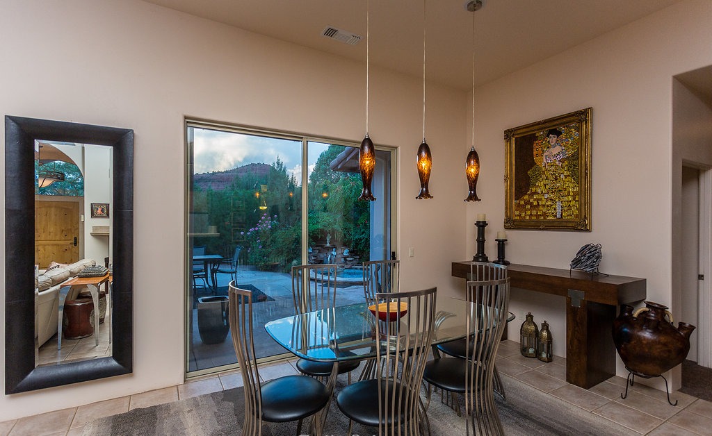 Dining room opening to the courtyard